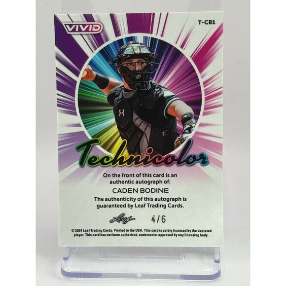2024 Leaf Vivid Caden Bodine Red Silver Technicolor Auto 4/6 SP Orioles - Picture 2 of 2